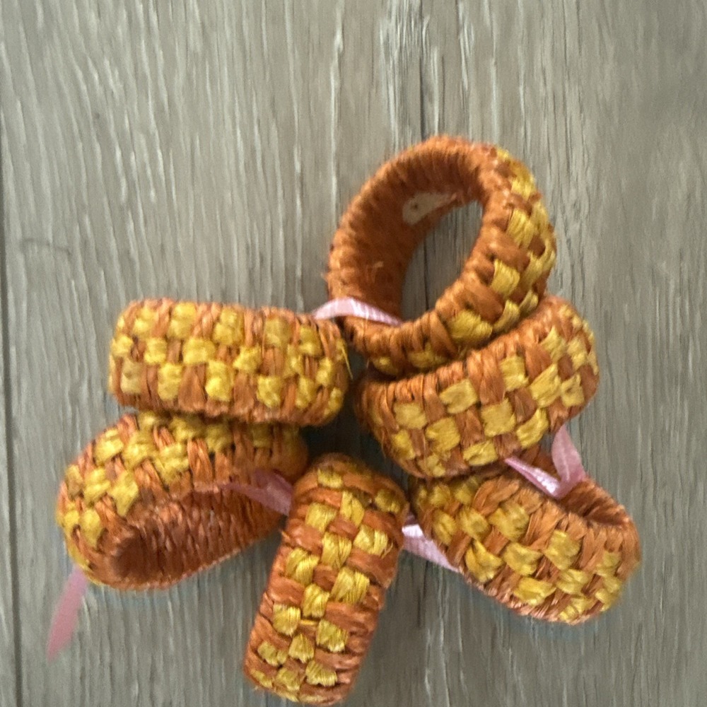Vintage Woven Napkin Ring by Paul Marshall Philipines Green Orange Yellow Retro